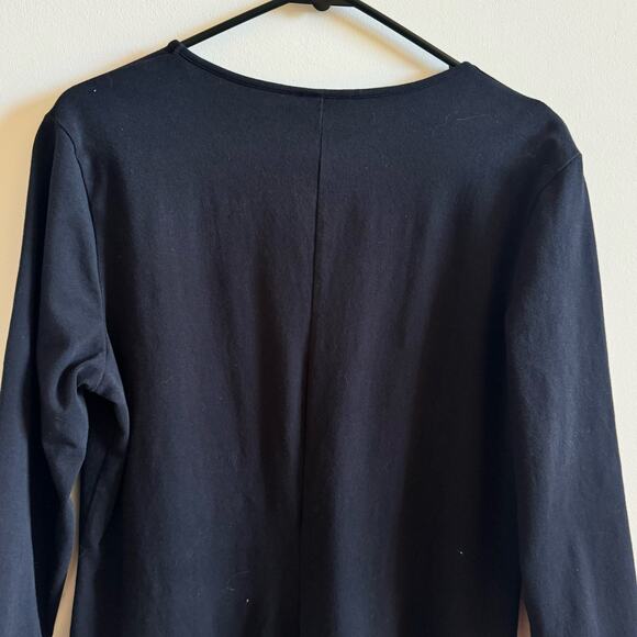 Lands' End Women's M 10-12 Black T Shirt Dress Casual Lagenlook Minimalist Basic - Picture 3 of 8